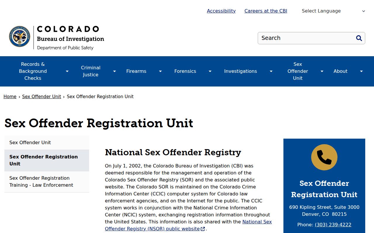 San Juan County sex offender request categories and CBI forms