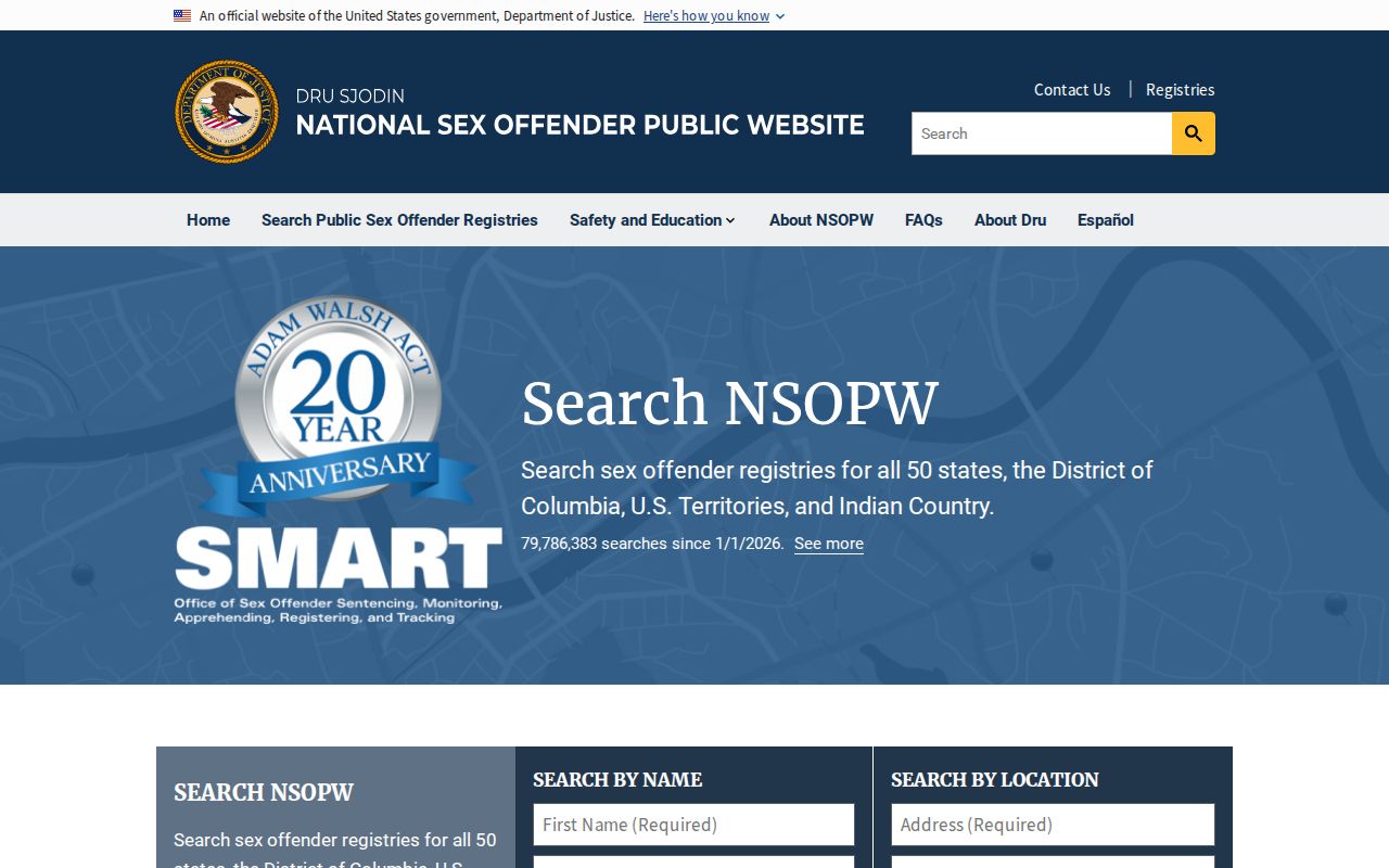 San Juan County sex offender search through the national NSOPW registry